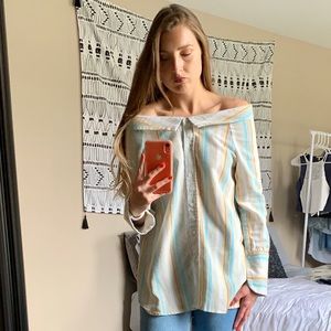 Oversized Linen Off-Shoulder Top